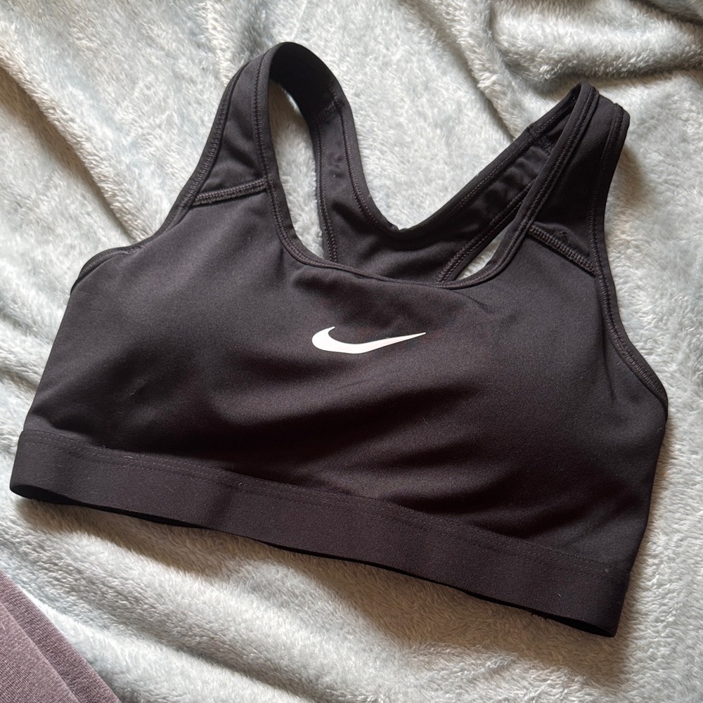 Nike Women's Black Sports Bra with White Logo